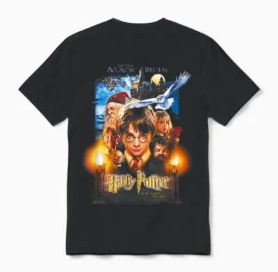 Harry Potter Black Movie Poster T-Shirt, Adult, Women, Short Sleeve, T-Shirt, Small Unisex T-Shirt - Black