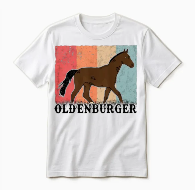 Oldenburg Horse Retro Lovers Unisex T-Shirt - White