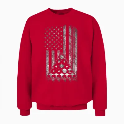 Pool Player American Flag Cue Stick and Billard Balls Usa Unisex Sweatshirt - Red