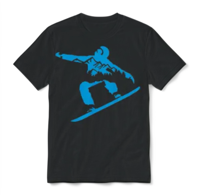 Snowboarding, Snowboarder and Mountains Unisex T-Shirt - Black