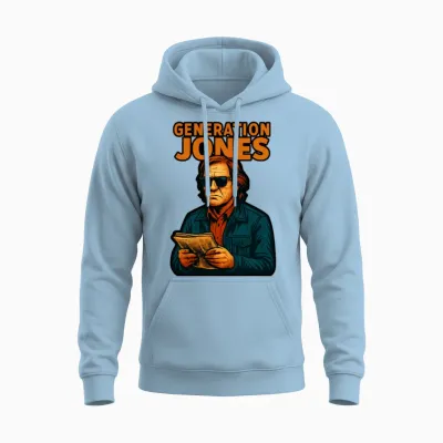 Generation Jones Retro Portrait Unisex Hoodie - Light Blue