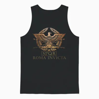 Spqr Roma Invicta Unconquered Rome T-Shirt, Black Unisex Tank Top - Black