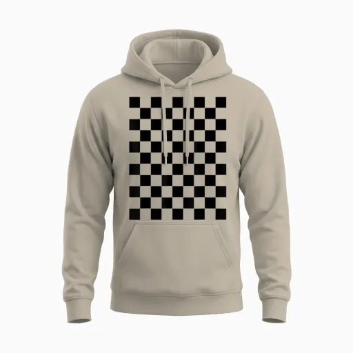 Motif Damier Noir Classique Unisex Hoodie - Sand