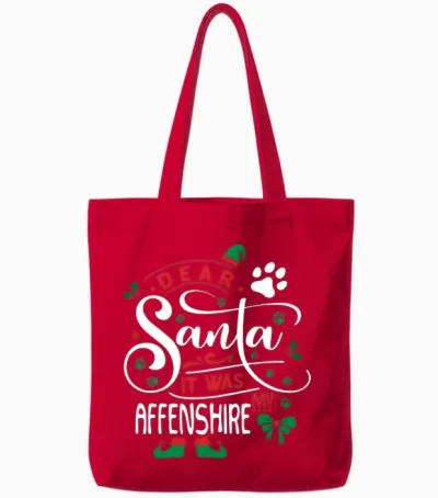 Affenshire Dog Christmas Dog Breed Tote Bags - Red