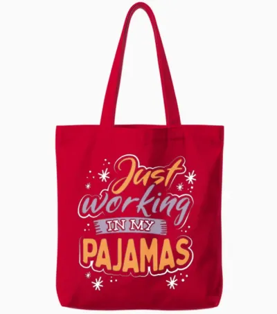 Just Working in My Pajamas Tote Bags - Red