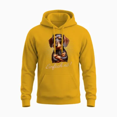 T-Shirt with German Text "einfach Nö! Nein!" Dachshund Teckel T-Shirt, Black Unisex Hoodie - Gold