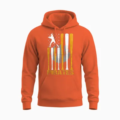 Vintage Pirates Maryland American Flag Baseball Weathered Unisex Hoodie - Orange