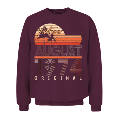 Retro 1974 August Unisex Sweatshirt - Maroon