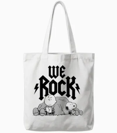 Peanuts - Wir Rocken Charlie Brown Und Snoopy Tote Bags - White