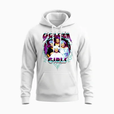 The Golden Girls Iconic 80s Metal Vibes Group Shot Portrait T-Shirt, Black Unisex Hoodie - White