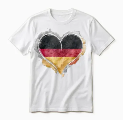 Leuchtendes Herz, Deutsche Flagge, Farben, Deutschland-Fan Unisex T-Shirt - White