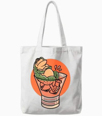 Drunken Frog Funny Tote Bags - White