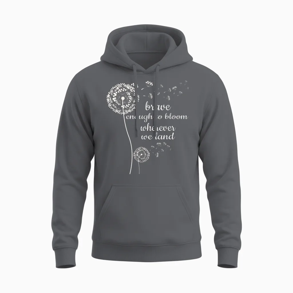 Brave Enough to Bloom Military Kids Month of Military Child T-Shirt Small Unisex Hoodie in Charcoal