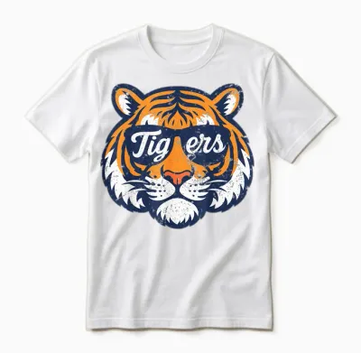 Vintage Tiger Wearing Sunglasses Retro Graphic Tee Tiger Unisex T-Shirt - White
