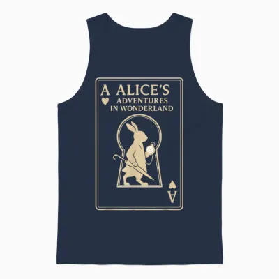 White Rabbit Playing Card Ace Alice in Wonderland Unisex Tank Top - Navy