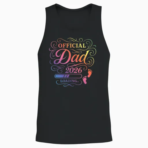 Papa 2026 Loading | Father Quote Baby Dad Unisex Tank Top - Black