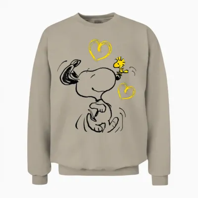 Peanuts - Snoopy Woodstock T-Shirt with German Text "ich Laufe Zu Dir Ich, Black, S Unisex Sweatshirt - Sand