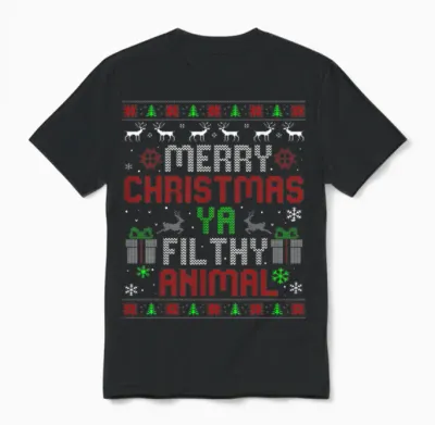 Merry Christmas Animal Filthy Ya Xmas Family Pajama Unisex T-Shirt - Black