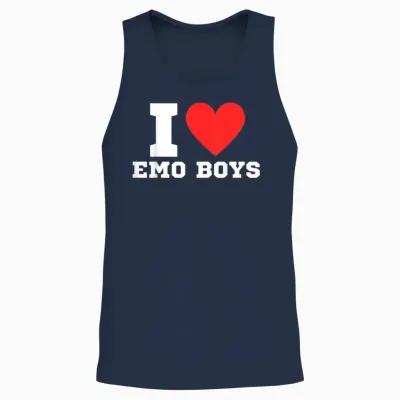 I Love Emo Boys | Y2k | Red Heart | Love | Emo | Scene T-Shirt, Black, S Unisex Tank Top - Navy