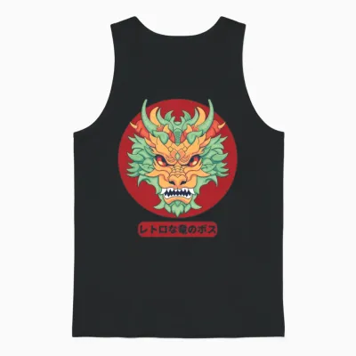 Retro Dragon Boss Unisex Tank Top - Black