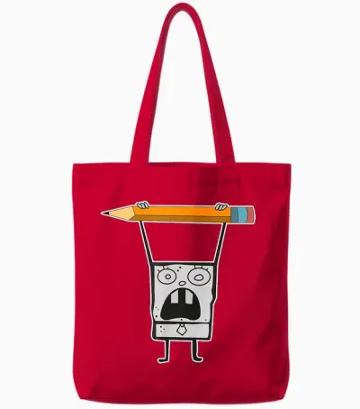 Mademark X Spongebob Squarepants - Doodlebob Is the Greatest! Tote Bags - Red