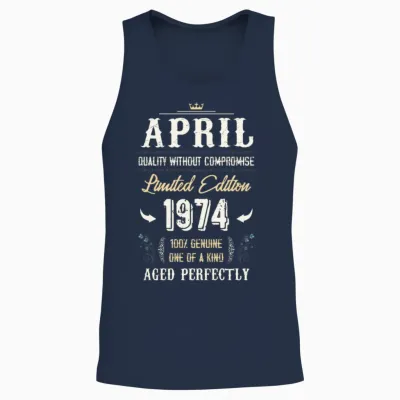 April 1974 Vintage Birthday Present Unisex Tank Top - Navy