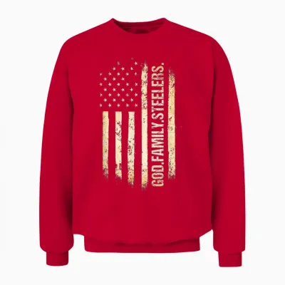 God Family Steelers Pro Us American Flag Father's Day Unisex Sweatshirt - Red