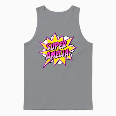 Kids Girls Amelia Name Cartoon Superhero Unisex Tank Top - Sport Grey