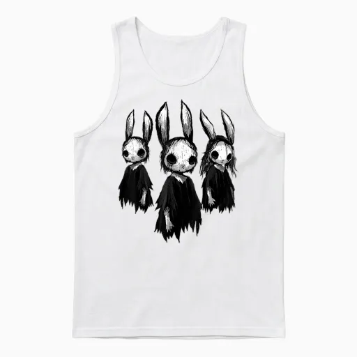 Gothic-T-Shirt Creepy Bunny Goth Rabbit Evil Bunnies Weirdcore Unisex Tank Top in White