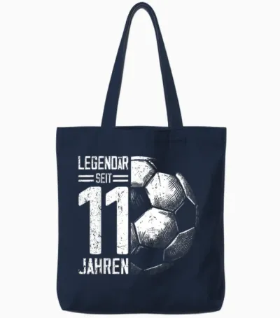11th Birthday Retro Football Player 11 Years Boy Kids T-Shirt, Black Tote Bags - Navy