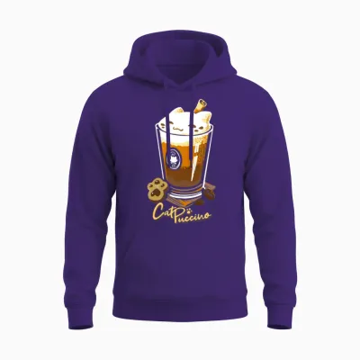 Funny Cat Cappuccino Unisex Hoodie - Purple