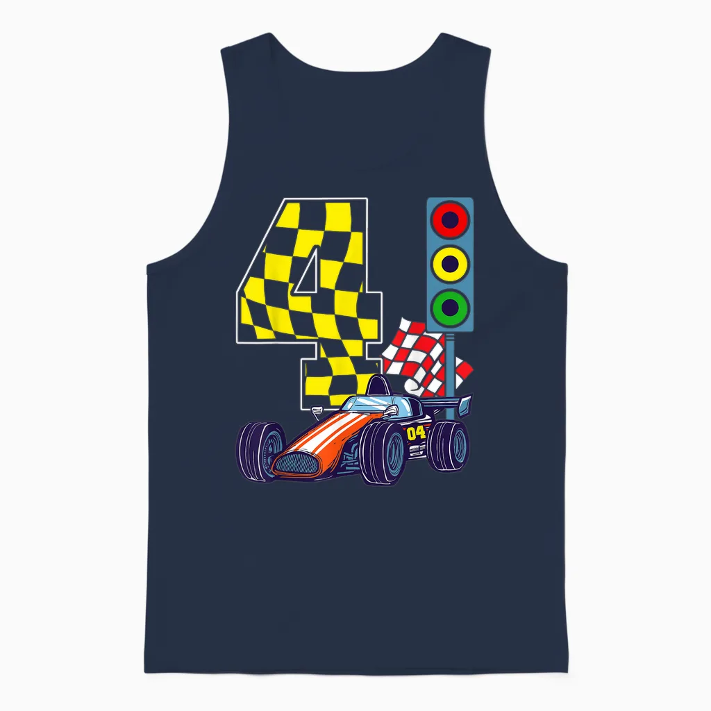 4. Geburtstag Junge Rennauto Ampel Racer 4 Jahre Alt Unisex Tank Top in Navy