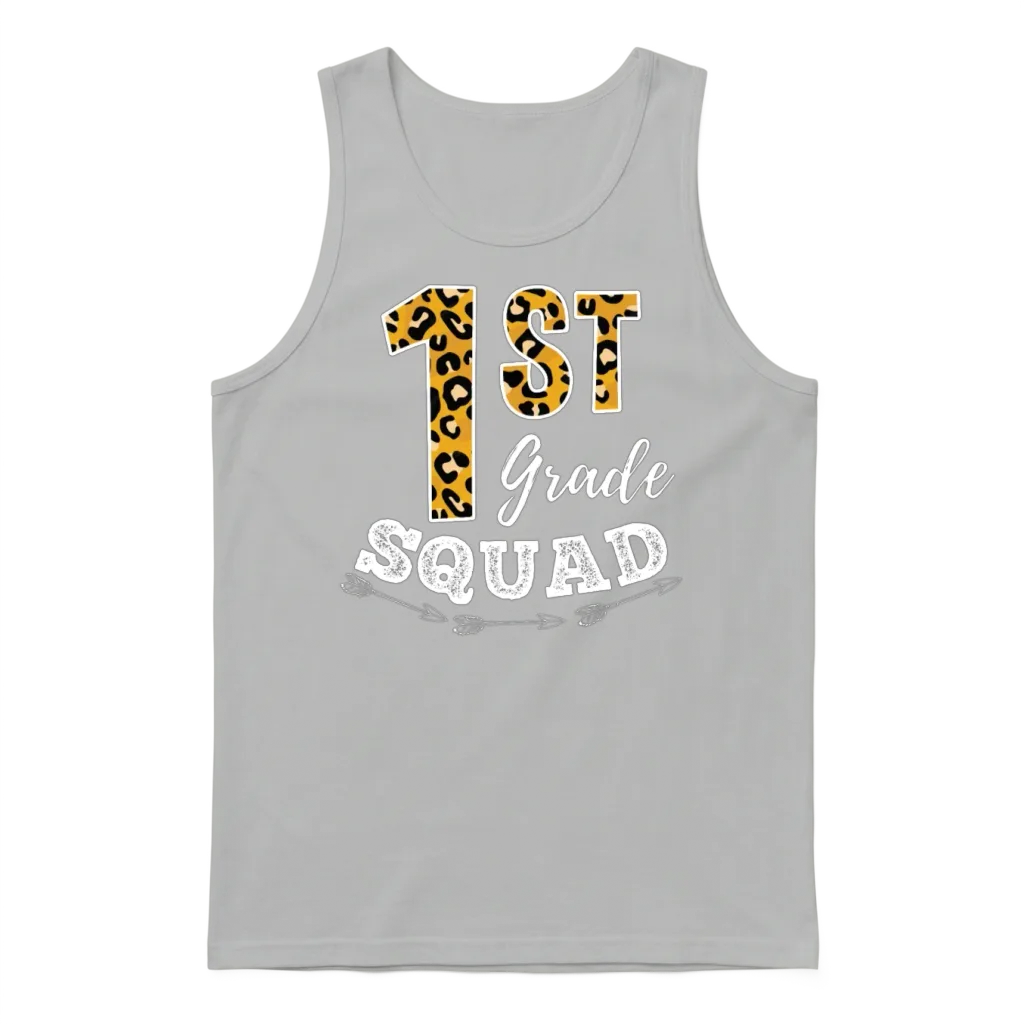 1st Grade Squad Leopard 1st Grade Teacher Unisex Tank Top - Ash