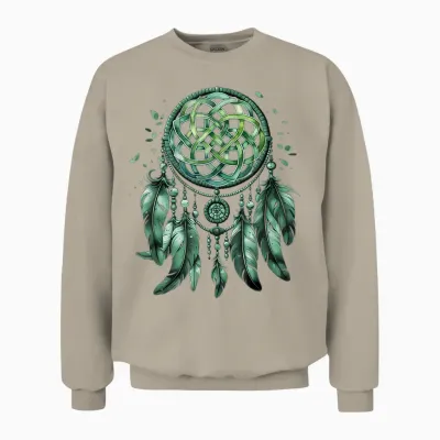 Aquarelle Vert Irlandais Boho Cute Celtic Knot Dreamcatcher Unisex Sweatshirt - Sand