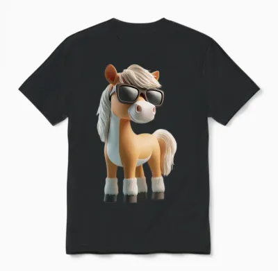 Cooles Pferdemotiv Mit Sonnenbrille Pferd Pony Unisex T-Shirt - Black