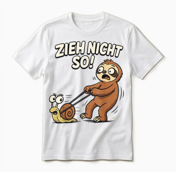 Sloth Humour Saying Zieh Nicht So Faulenzer Funny Unisex T-Shirt in White