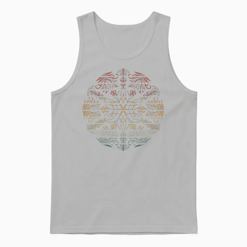 Mandala Retro Unisex Tank Top in Ash