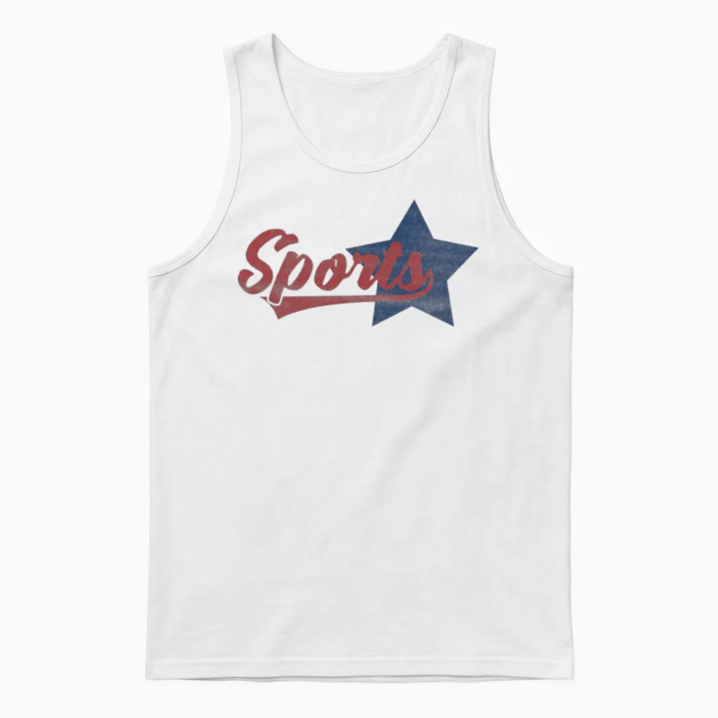 Sports Vintage Retro Lettering Unisex Tank Top in White