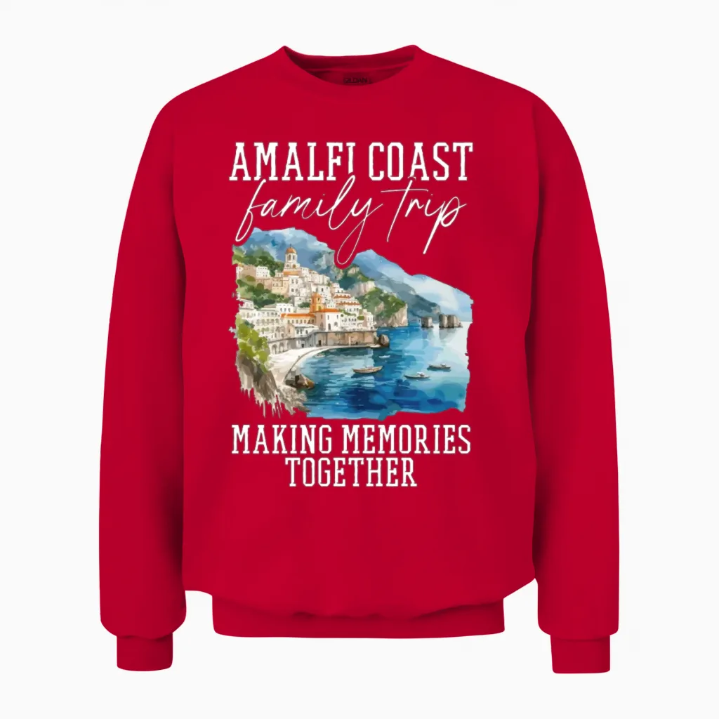 Positano Amalfi Coast Vacation Family Trip Unisex Sweatshirt in Red