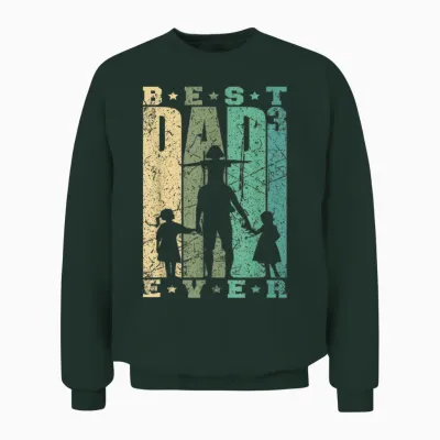 Papa Von Drei Mädchen Vatertag Retro Vater Mit 3 Töchtern Unisex Sweatshirt - Forest