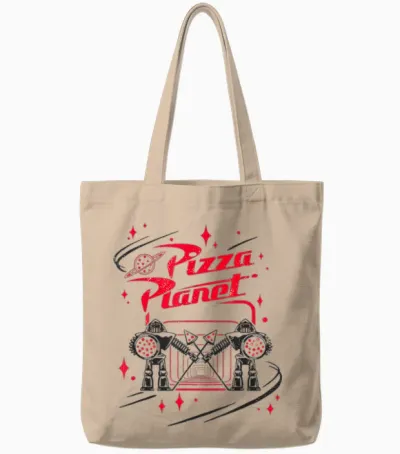 Disney Pixar Toy Story Pizza Planet Cool Guards Retro Logo T-Shirt, White, S Tote Bags - Natural