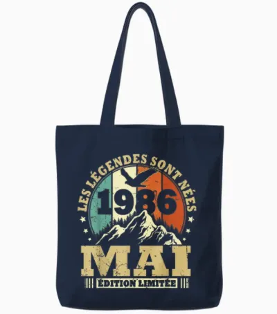 Les Légendes Sont Nées En Mai 1986 Anniversaire 40 Ans Tote Bags - Navy