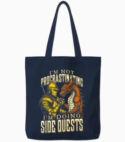 Je Ne Procrastine Pas, Je Fais Des Quêtes Secondaires Dragon Knight Tote Bags - Navy