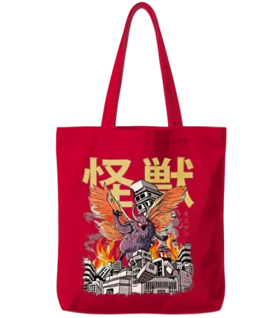 Kaiju Mothman Japanese Anime Monster Cryptid Tote Bags - Red