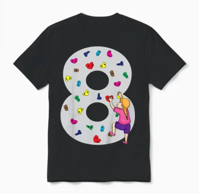 8.geburtstag Party Klettern Bouldern Kinder Geburtstag Girl Unisex T-Shirt - Black