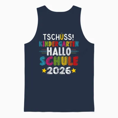 Tschüss Kindergarten Hello School 2026 Funny Kita Farewell Unisex Tank Top - Navy