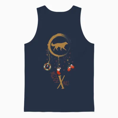 Dog Dreamcatcher Christmas Golden Retriever Unisex Tank Top - Navy
