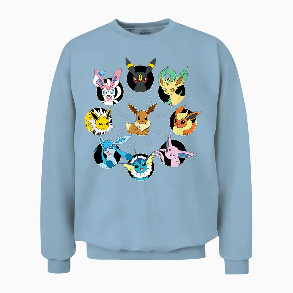 Pokémon - Eevee Evolution Circle Unisex Sweatshirt in Light Blue
