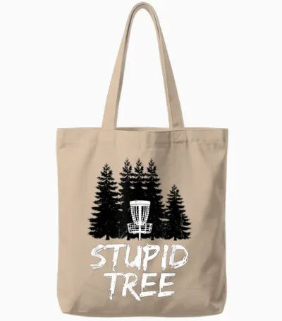 Stupid Tree Disc Golf T Shirt Funny Frisbee Golf Tote Bags - Natural