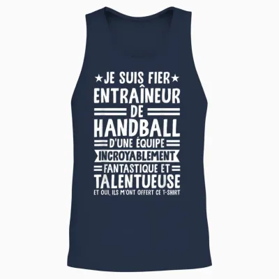 Funny Coach I Am Proud Handball Trainer Unisex Tank Top - Navy